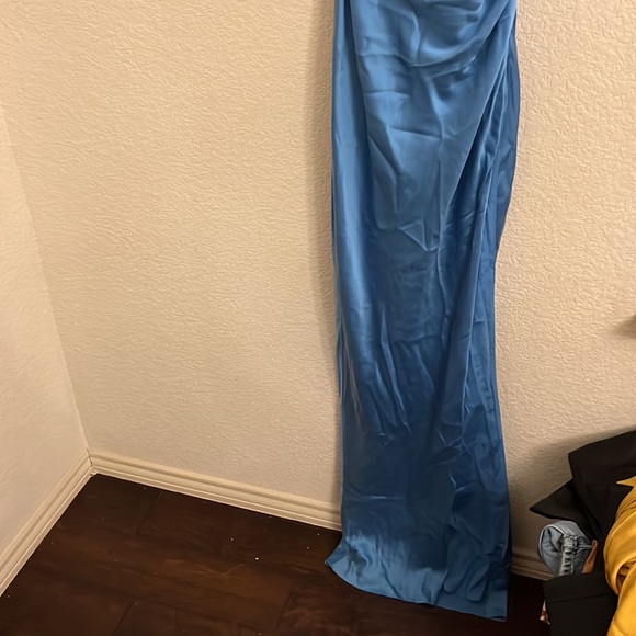 New - The Sei  Cross Wrap Halter Gown blue silk - Picture 6 of 16